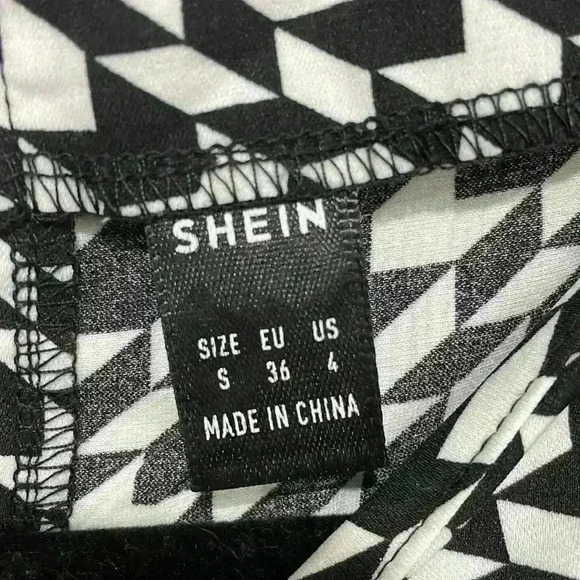 SHEIN black and white checkered business office blouse top size small US 4 shirt - Picture 3 of 6